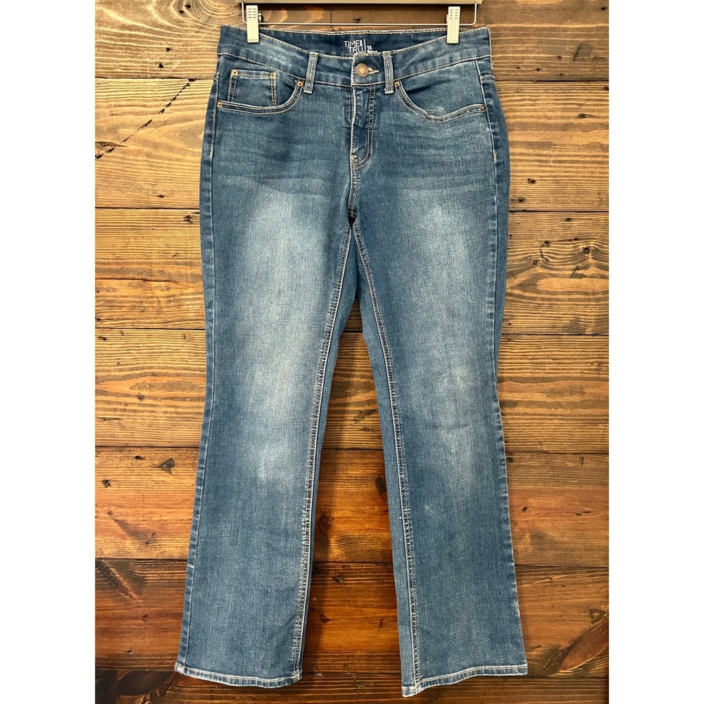 Bootcut Jeans Womens 12 Blue Stretch Medium Wash Denim Western Casual Time & Tru